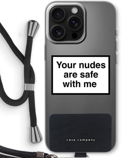 Case Company® - Hoesje met koord geschikt voor iPhone 16 Pro Max hoesje met Koord - Safe with me - Telefoonhoesje met Zwart Koord - Bescherming aan alle Kanten en Over de Schermrand
