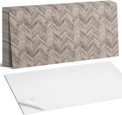 Coloray Plaktegels - Visgraatpatroon Zelfklevende Wandtegels - 40 cm x 20 cm - Grijs Plaktegels - 10 stuks - Rechthoek PVC Tegels - Plaktegels Badkamer - Vloertegels Zelfklevend - Vinyl Tegels - Portugese Tegels