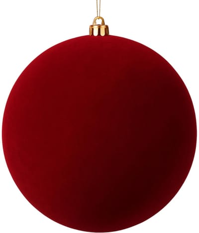 Dailygoods- Kerstbal grote kerstdecoratie - Donkerrode Flock-bal - Kunststof met fluwelen look - Diameter 15 cm - Minimalistisch design - Lichtgewicht en stevig