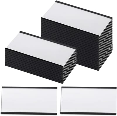 Dailygoods- Labelhouder Magnetisch - 30 Stuks 10 x 5 cm - Etikethouder Zelfklevend - Beschermende Films - Vervangende Papieren Strips - Sterke Magnetische Achterkant