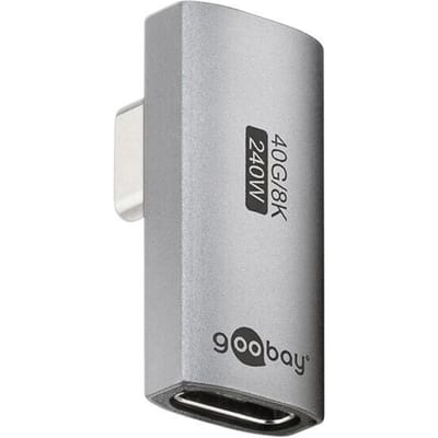 Haakse USB-C (v) naar USB-C (m) Adapter - USB4 - Haaks links en rechts verticaal - Pro - Zilver