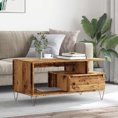 vidaXL - Salontafel - 90x49x45 - cm - bewerkt - hout - oud - houtkleurig