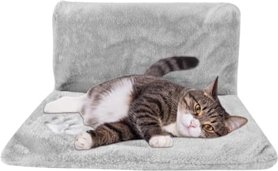 Verwarmde kattenhangmat voor radiator, zachte pluche kattenbed, comfortabele zonneterras voor katten, 46 x 30 x 25 cm