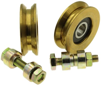 Set van 2 schuifpoortwielen - V-groefstaal katrolwielen met 50 mm diameter