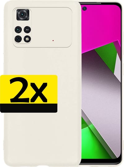Hoesje - 2 Stuks - Geschikt voor Xiaomi Poco X4 Pro 5G - Sterk & Shockproof - Case Siliconen - Back Cover - Telefoon Hoes - Telefoonhoesjes - Wit