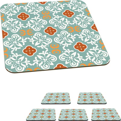 Onderzetters voor glazen - Patronen - Bloemen - Abstract - 10x10 cm - Glasonderzetters - 6 stuks