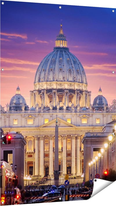 Gards Tuinposter Sint Pietersbasiliek in Rome, Itali� - 100x150 cm - Tuindoek - Tuindecoratie - Wanddecoratie buiten - Tuinschilderij