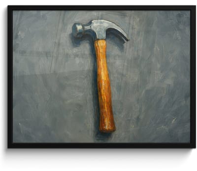 Poster in lijst - Fotolijst 70x50 cm - Posters - Hamer - Schilderij - Gereedschap - Posterlijst zwart - Decoratie - Wanddecoratie woonkamer - Muurdecoratie slaapkamer