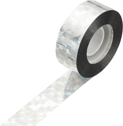 Reflecterende Vogelafweerlint 100m x 2,4cm voor Tuin en Boerderij, Effectieve Laser Tape tegen Vogels, Zilver met Bloemenpatroon