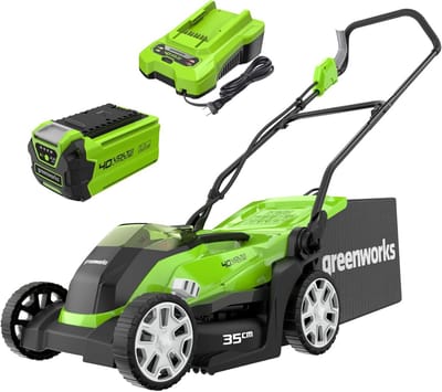 Draadloze Grasmaaier - Accu Grasmaaier - Gazon Onderhoud - 5 Maaihoogtes - 35cm Maaibreedte - Groen Zwart Grijs