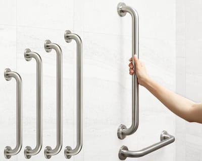 Wandbeugel - Handgreep douche bad - Veiligheid in badkamer - Roestvrij staal geborsteld - 60 centimeter - Zilver