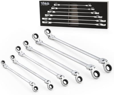 Metrische Sleutelset - Tandwielsleutels XL - Auto Reparatie - Flexibele Kop - 6 Stuks - Chroom