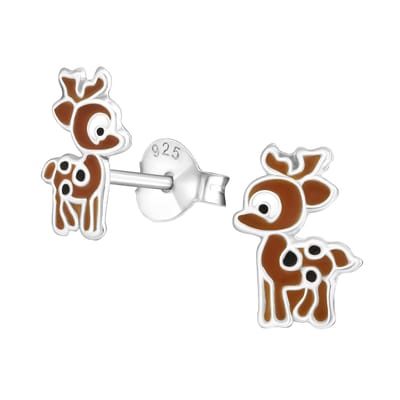 Princess Oorbellen Bambi - 925 Zilver E-Coating - Hertje - 6x9mm