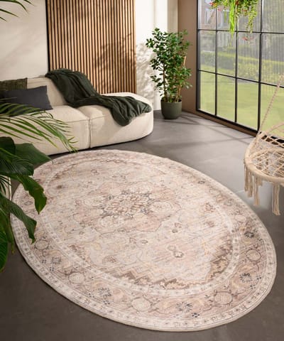 Vintage buitenkleed ovaal - Valenca Fino lichtgrijs/beige 80x150