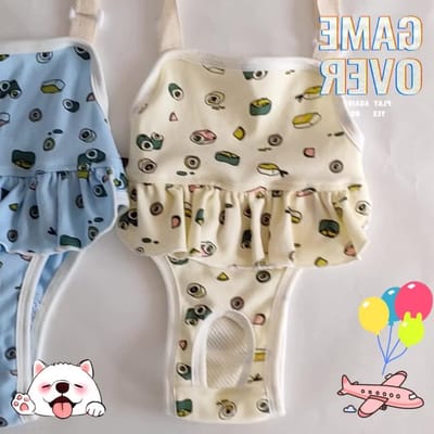 Hernieuwbare Hygiënebroek voor Honden, Verstelbare Straps, Ideaal voor Puppy’s en Kleine Rassen, Comfortabele Diapers voor Franse Bulldogs en Poedels (Geel, L)