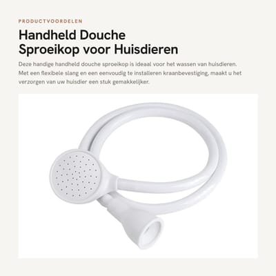 Dailygoods- Douchekop Lichtgewicht - Doucheslang Handheld - Douchekop voor Huisdieren - Slang voor Kranen - Rubber - Totale Lengte 109 cm