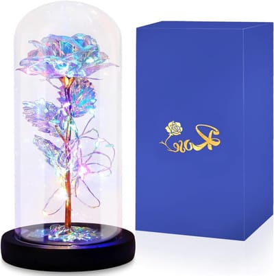Eeuwige Roos Glas - Gouden Roos Galaxy Roos - Cadeau Geven - Met LED Verlichting