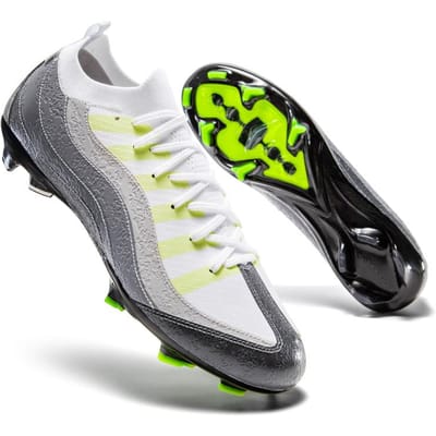 Chaussures de Football Haut de Gamme Résistantes à l'Usure Pour Entraînement sur Herbe Avec Crampons Longs Antidérapantes Adaptées à Toutes les Saisons et Tous les Terrains 35 gray