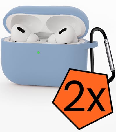 Hoesje - Geschikt voor Apple Airpods Pro 3 - met Clip - Siliconen Hoes - Silicone Case Cover - Lichtblauw