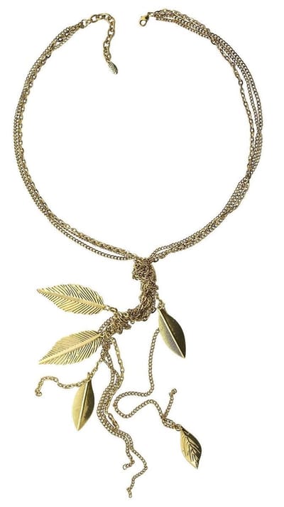 Behave - Statement ketting - Nature stijl - Goudkleur bladeren - 52 cm