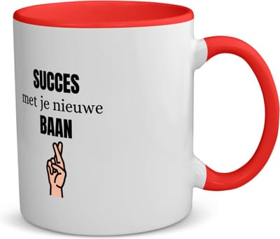 Akyol - succes met je nieuwe baan koffiemok - theemok - blauw - Collega - collega - bedankje - cadeautje voor collega - kado - afscheids cadeau - 350 ML inhoud