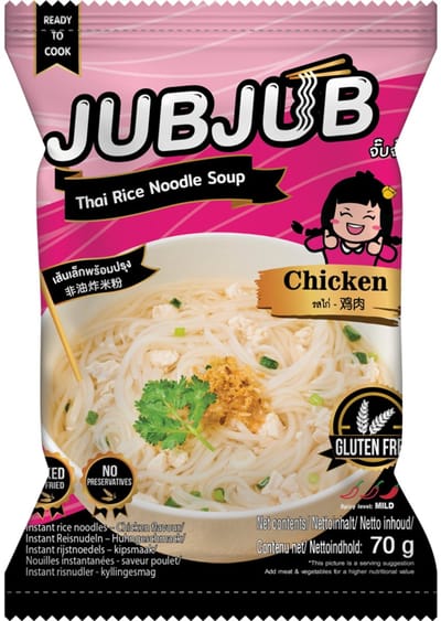 Jub Jub Instant Rijst Noedels Kip smaak 12 x 70 g
