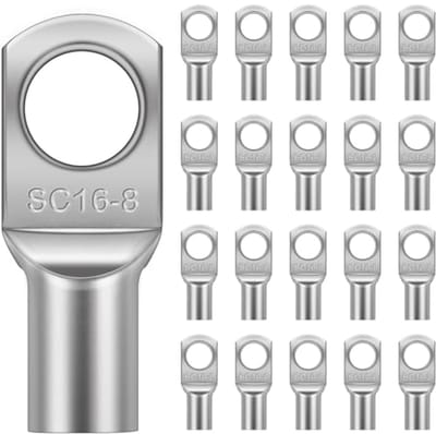 Kabelschoenen M8, 16 mm², niet-geïsoleerd, ringkabelschoenen, voor accukabelverbindingen, auto en motorfiets