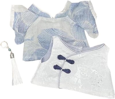 Hanbok Kleding Set voor 20cm Pluche Pop - Wit Jas en Vest Accessoires