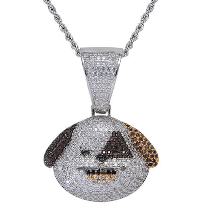 Europese en Amerikaanse Gepersonaliseerde Hondenpoot Hanger voor Mannen met Zirkonia Inleg Modieuze en Veelzijdige Hip Hop Ketting gray