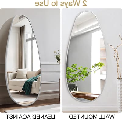 Grote Asymmetrische Badkamerspiegel met Metaalframe 98 x 45 cm - Modern Horizontaal en Verticaal Wandspiegel voor Woonkamer, Slaapkamer en Entree, Zilverkleurig