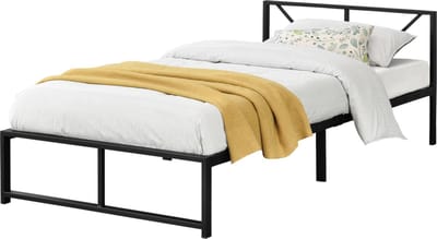 Metalen bed Meran bedframe met bedbodem zwart 90x200 cm