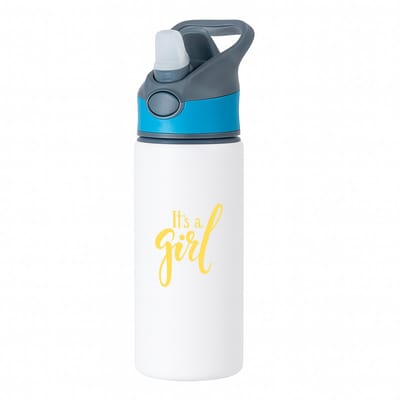 Hacebo® - It's a Girl waterfles met rietje blauw - Baby - Kersverse ouders - Geboorte kraamcadeau meisje - babyshower - water fles - 650ML