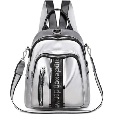 Sac à dos printemps-été, nouveau sac à dos de voyage coréen tendance et décontracté, simple, en cuir souple et à paillettes pour femmes gray