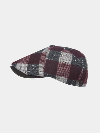 Xiam - Geblokte flat cap - Bordeaux rood