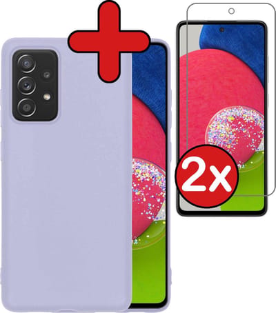 Hoesje - Met 2x Screenprotector - Geschikt voor Samsung Galaxy A52s 5G - Sterk & Shockproof - Telefoon Hoes - Back Cover - Siliconen Case - Telefoonhoes - Lila