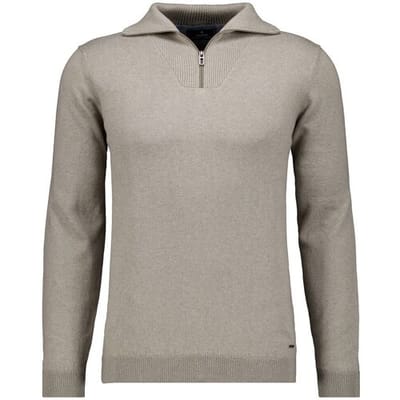 Ragman Trui Zip Collar Knitted Cotton Cashmere Taupe / male