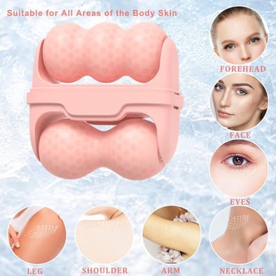 Famanu – Ice roller 2-in-1 – Gezichts- en lichaamsroller voor koude therapie en pijnverlichting – Roze