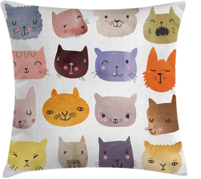 ABAKUHAUS Kussenhoes Kat – Dubbelzijdig bedrukt – 45x45 cm – Multicolor