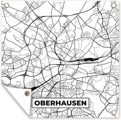 Tuin poster Oberhausen - Plattegrond - Kaart - Stadskaart - 200x200 cm - Tuindoek