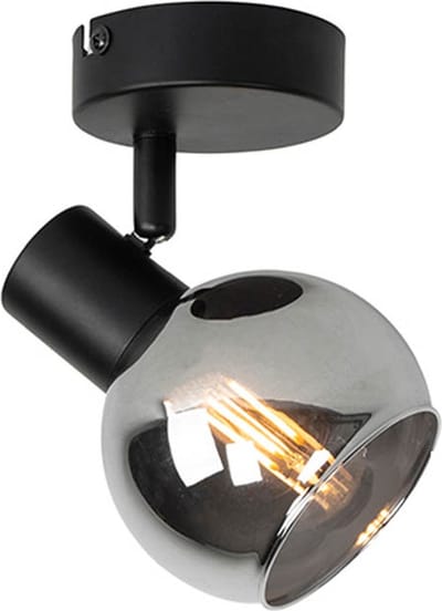 QAZQA vidro - Art Deco Dimbare LED Smart Plafondspot | Spotje | Opbouwspot incl. wifi met Dimmer - 1 lichts - L 12.5 cm - Zwart - Woonkamer | Slaapkamer | Keuken