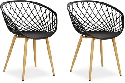 Homestyle4u Tuinstoelen - Set van 2 - Kunststof - Zwart