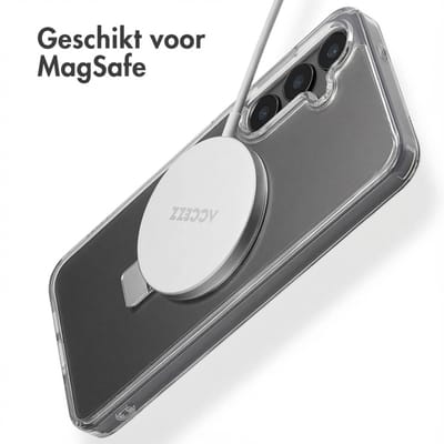 Accezz Hoesje - Geschikt voor Samsung Galaxy S24 Plus - Ring Stand Backcover met Magnetische Ring - Transparant