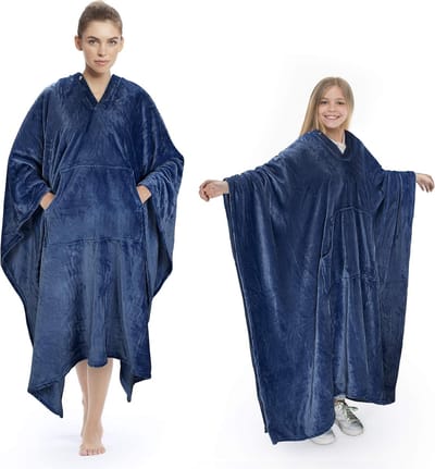 Draagbare deken poncho voor volwassenen - warm, zacht en comfortabel voor alle seizoenen