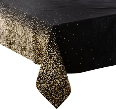 Feeric Kerst Tafelkleed - zwart - gouden glitters - 140 x 240 cm - wasbaar