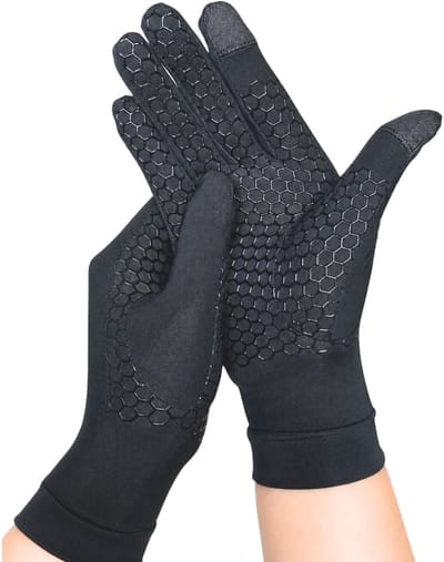 KANGKA® Compressie Handschoenen met Vingertoppen - Artritis Handschoenen- Zwart - Maat M