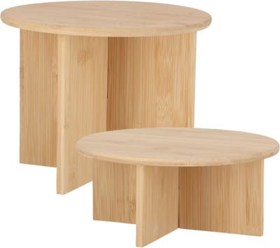 Esschert Design plantenpot verhogen tafeltjes set 2x stuks - van bamboe - D25 x H11/D25 x H19 cm