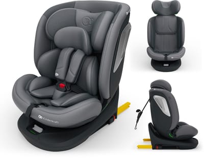 Kinderkraft I-GROW 2 PLUS Autostoel – 40-150 cm i-Size – Met Isofix – Groep 0/1/2/3 – Tot 12 Jaar – Grijs
