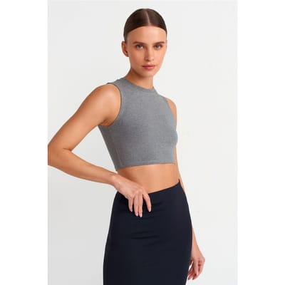 Geribbelde Katoenen Crop Top