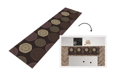 Keukenloper - Loper keuken - Design - Mandala - Bruin - 200x50 cm - Keukenloper vinyl