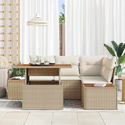 vidaXL - Tuinbank - Set - 5 - st - Beige - en - Crème